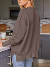 Load image into Gallery viewer, Slit Round Neck Dropped Shoulder Sweater