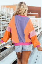 Load image into Gallery viewer, Color Block Round Neck Long Sleeve Top