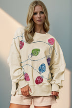 Load image into Gallery viewer, Double Take Slit Sequin Round Neck Long Sleeve Sweatshirt