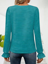 Load image into Gallery viewer, Striped Square Neck Flounce Sleeve Top