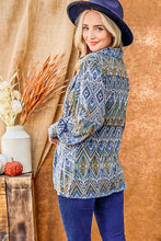 Load image into Gallery viewer, And The Why Print Twist Knot Long Sleeve Blouse