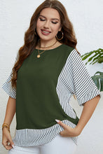 Load image into Gallery viewer, Plus Size Striped Round Neck Half Sleeve Top