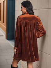 Load image into Gallery viewer, Perfee Ruched Surplice Long Sleeve Mini Dress