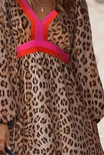 Load image into Gallery viewer, Leopard V-Neck Long Sleeve Maxi Dress