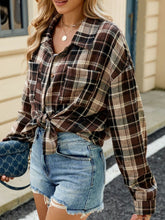 Load image into Gallery viewer, Plaid Collared Neck Long Sleeve Shirt