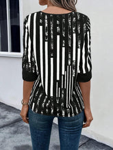 Load image into Gallery viewer, Striped Notched Half Sleeve Blouse