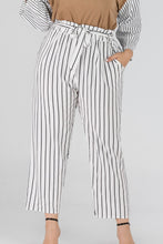 Load image into Gallery viewer, Full Size Striped Paperbag Waist Cropped Pants