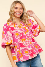 Load image into Gallery viewer, Haptics Full Size Frill Floral Puff Sleeve Blouse