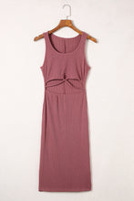 Load image into Gallery viewer, Crisscross Cutout Scoop Neck Slit Midi Dress
