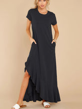 Load image into Gallery viewer, Slit Round Neck Short Sleeve Maxi Dress