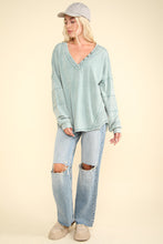 Load image into Gallery viewer, VERY J Washed V-Neck Exposed Seam Knit Top