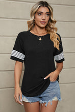 Load image into Gallery viewer, Striped Round Neck Short Sleeve T-Shirt