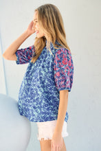 Load image into Gallery viewer, Hailey & Co Embroidered Puff Sleeve Printed Blouse