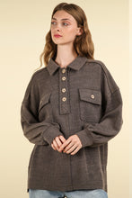 Load image into Gallery viewer, VERY J Collared Half Button Knit Top with Pockets
