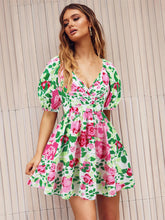 Load image into Gallery viewer, Printed Surplice Short Sleeve Dress