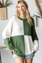 Load image into Gallery viewer, First Love Color Block Round Neck Long Sleeve Ribbed Sweater