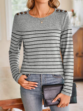 Load image into Gallery viewer, Lovelet Striped Round Neck Long Sleeve T-Shirt