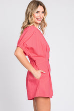 Load image into Gallery viewer, GeeGee Half Button V-Neck Linen Romper