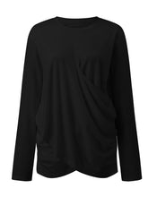Load image into Gallery viewer, Ruched Round Neck Long Sleeve T-Shirt