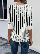 Load image into Gallery viewer, Striped Notched Half Sleeve Blouse