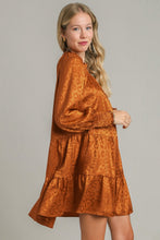 Load image into Gallery viewer, Umgee Smocked Leopard Long Sleeve Tiered Dress