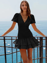 Load image into Gallery viewer, Layered Backless V-Neck Short Sleeve Dress