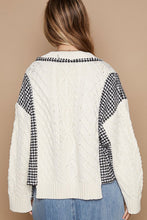 Load image into Gallery viewer, POL Cable-Knit Plaid V-Neck Button Up Cardigan