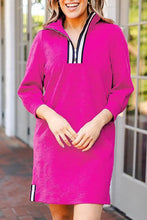 Load image into Gallery viewer, Texture Quarter Zip Long Sleeve Mini Dress