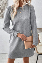 Load image into Gallery viewer, Textured Round Neck Long Sleeve Mini Dress
