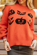 Load image into Gallery viewer, Pumpkin Pattern Round Neck Sweater