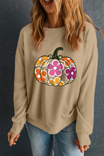 Load image into Gallery viewer, Pumpkin & Flower Graphic Long Sleeve Sweatshirt