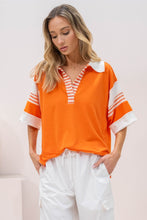 Load image into Gallery viewer, Hailey & Co Full Size Contrast Stripe Polo Shirt