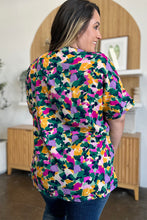 Load image into Gallery viewer, Double Take Full Size Printed V-Neck Short Sleeve Side Slit Top