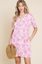 Load image into Gallery viewer, BOMBOM Floral Button Down Mini Dress