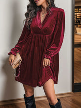 Load image into Gallery viewer, Perfee Ruched Surplice Long Sleeve Mini Dress