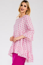 Load image into Gallery viewer, Celeste Full Size Houndstooth Flounce Sleeve High-Low Top