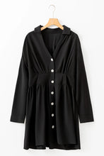 Load image into Gallery viewer, Ruched Button Up Long Sleeve Dress