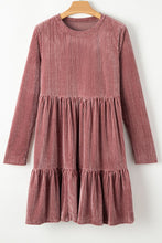 Load image into Gallery viewer, Ruffle Hem Round Neck Long Sleeve Dress