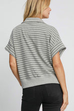 Load image into Gallery viewer, Umgee Striped Half Zip Short Sleeve Sweatshirt