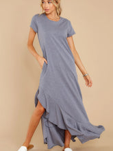 Load image into Gallery viewer, Slit Round Neck Short Sleeve Maxi Dress