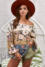 Load image into Gallery viewer, BiBi Floral Jacquard Color Block Top