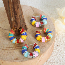 Load image into Gallery viewer, Titanium Steel Enamel Hoop Earrings