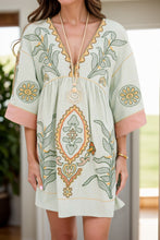 Load image into Gallery viewer, Printed V-Neck Three-Quarter Sleeve Mini Dress