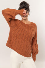 Load image into Gallery viewer, HYFVE Cable-Knit Round Neck Raglan Sleeve Sweater
