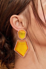 Load image into Gallery viewer, Geometrical Shape Zinc Alloy Frame Resin Dangle Earrings