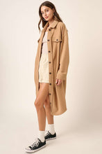 Load image into Gallery viewer, Mittoshop Button Up Drop Shoulder French Terry Longline Jacket