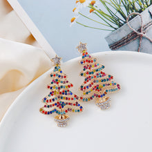 Load image into Gallery viewer, Rhinestone Alloy Christmas Tree Earrings