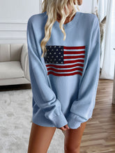 Load image into Gallery viewer, Devine US Flag Round Neck Long Sleeve Knit Top