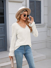 Load image into Gallery viewer, Lace Detail V-Neck Long Sleeve T-Shirt
