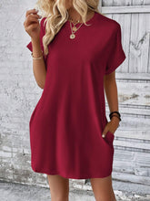 Load image into Gallery viewer, Round Neck Short Sleeve Mini Dress